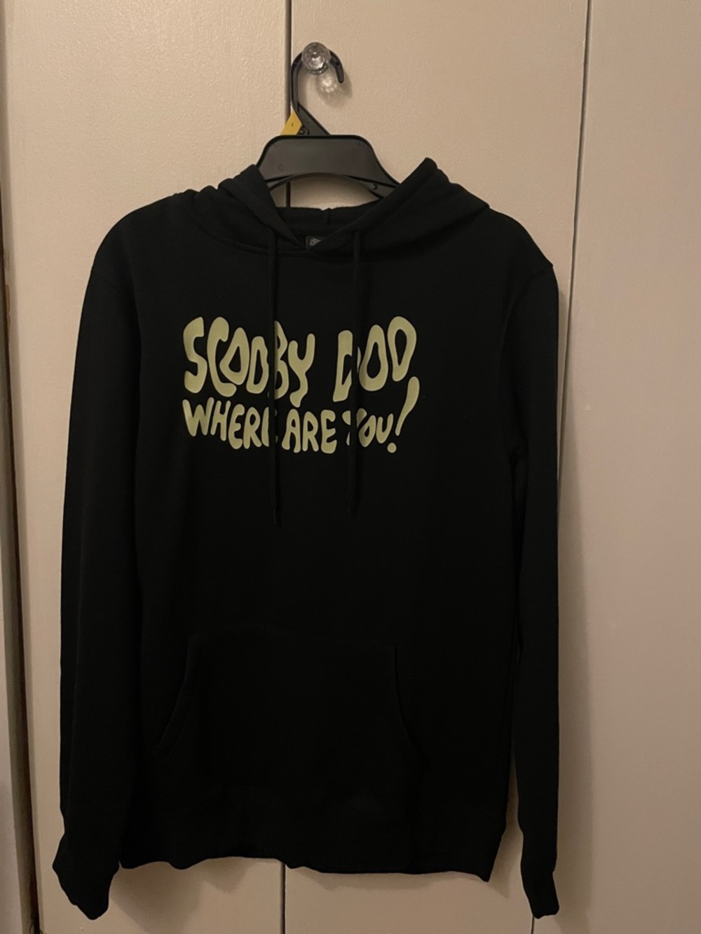 Black Scooby-Doo Graphic Hoodie in Pale Yellow Print